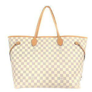 Louis Vuitton Neverfull Damier Azur White Beige Tote Bag Handbag